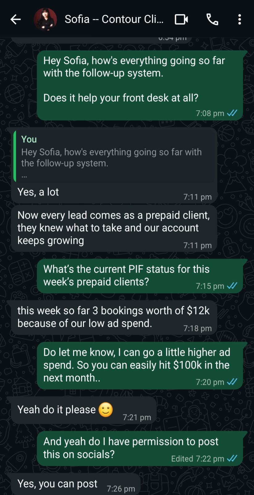 Sofia — 3 bookings, $12K